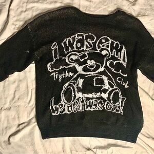 SHEIN Black Sweater with White Graphic